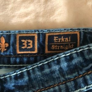 Mens size 33 Rock Revivals. Lightly worn. Straight leg.